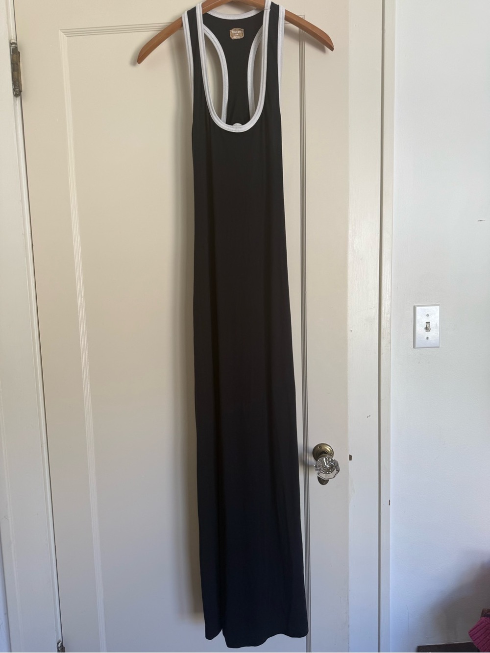 Free People Black Racerback Maxi Dress with White Trim